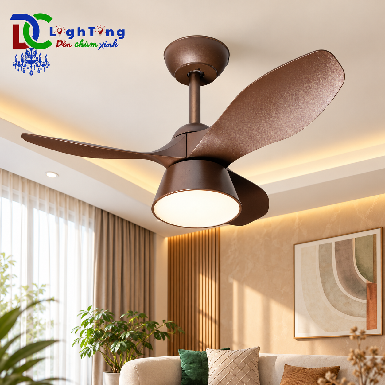 Quạt trần Vifa, Quạt trần mini, Quạt trần có đèn, Quạt trần 3 cánh, Quạt trần phòng ngủ, Quạt trần động cơ DC