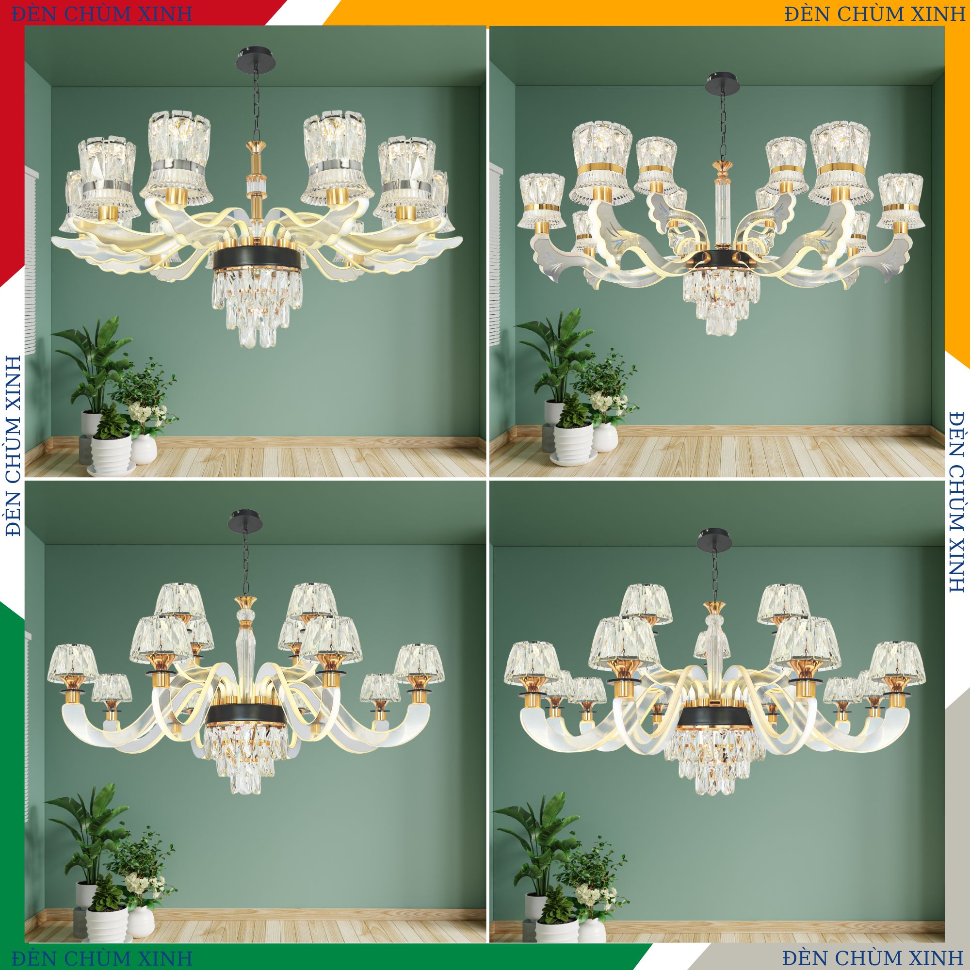 ĐÈN CHÙM TÂN CỔ ĐIỂN NC-8113/8+4 HÀNG CHÍNH HÃNG