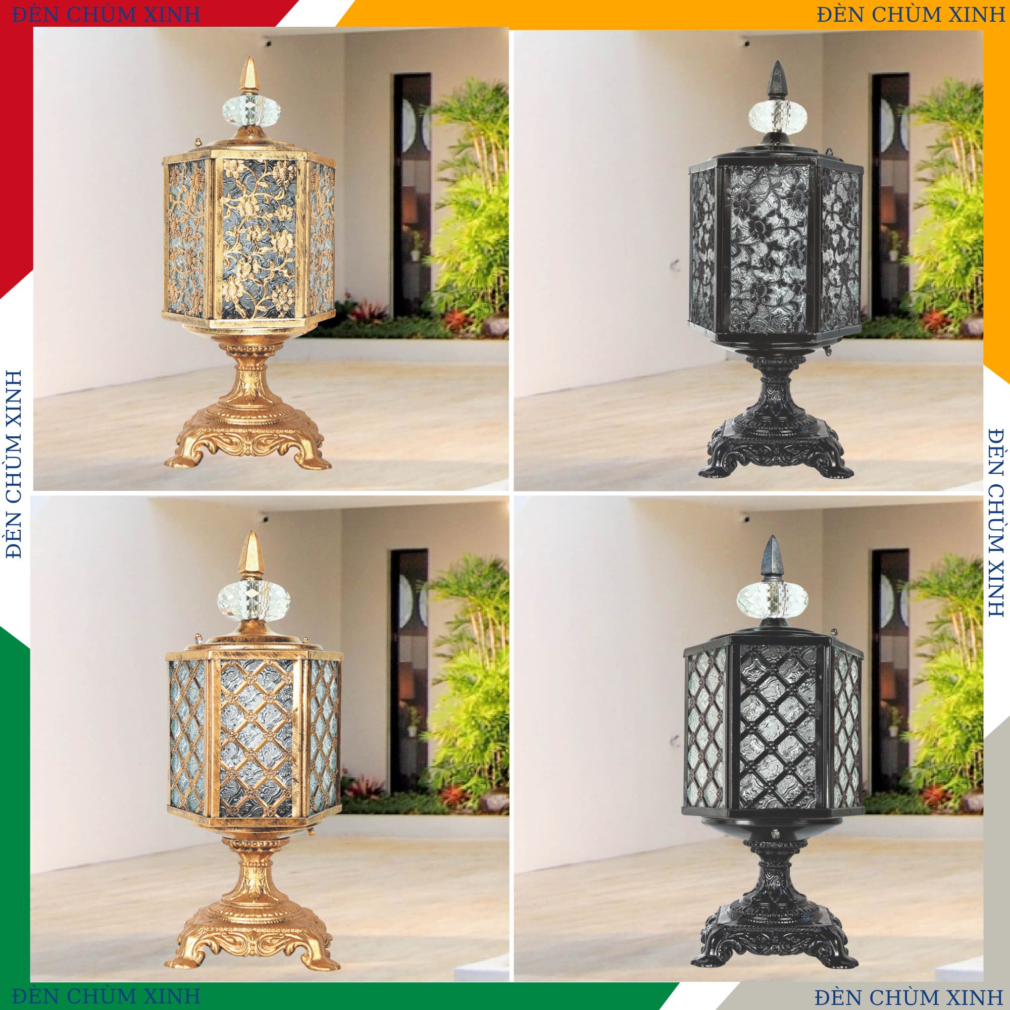 ĐÈN TRỤ SÂN VƯỜN NVT-218B MÀU ĐEN HÀNG CHÍNH HÃNG