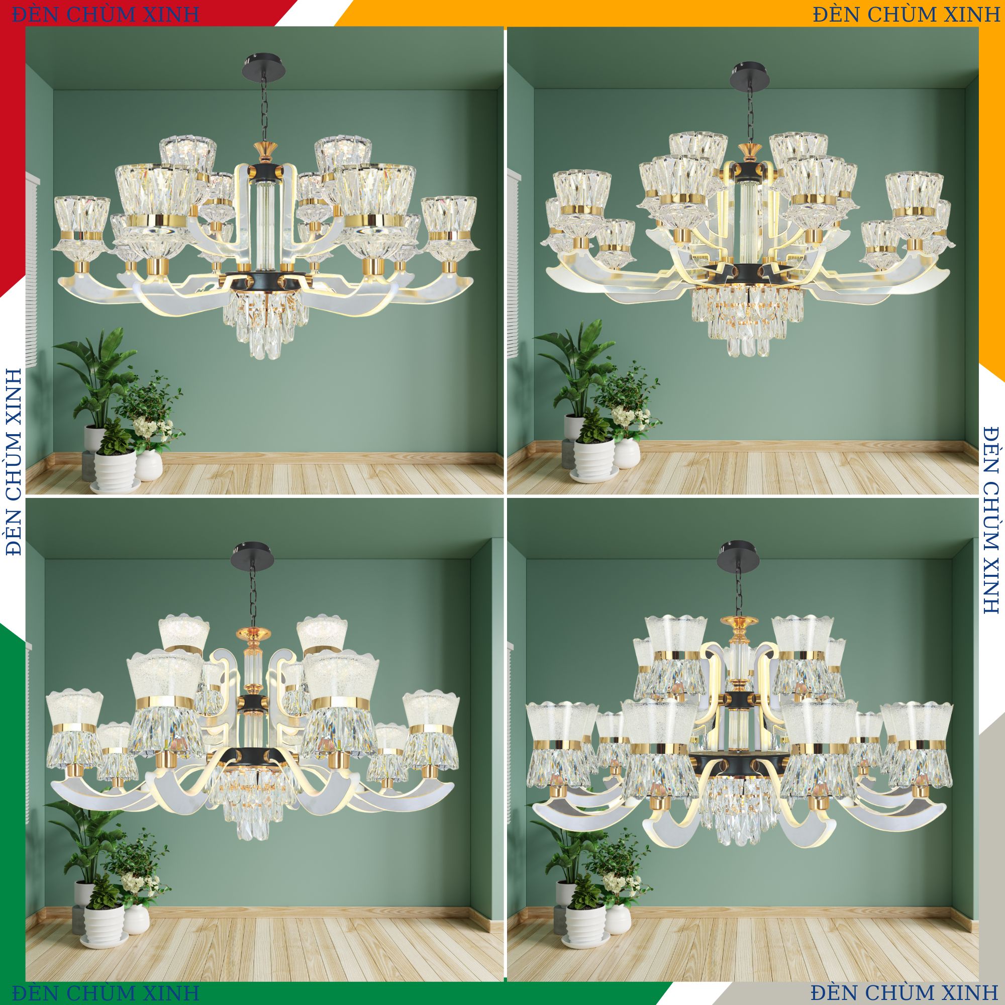 ĐÈN CHÙM TÂN CỔ ĐIỂN NC-8810/8+4 HÀNG CHÍNH HÃNG