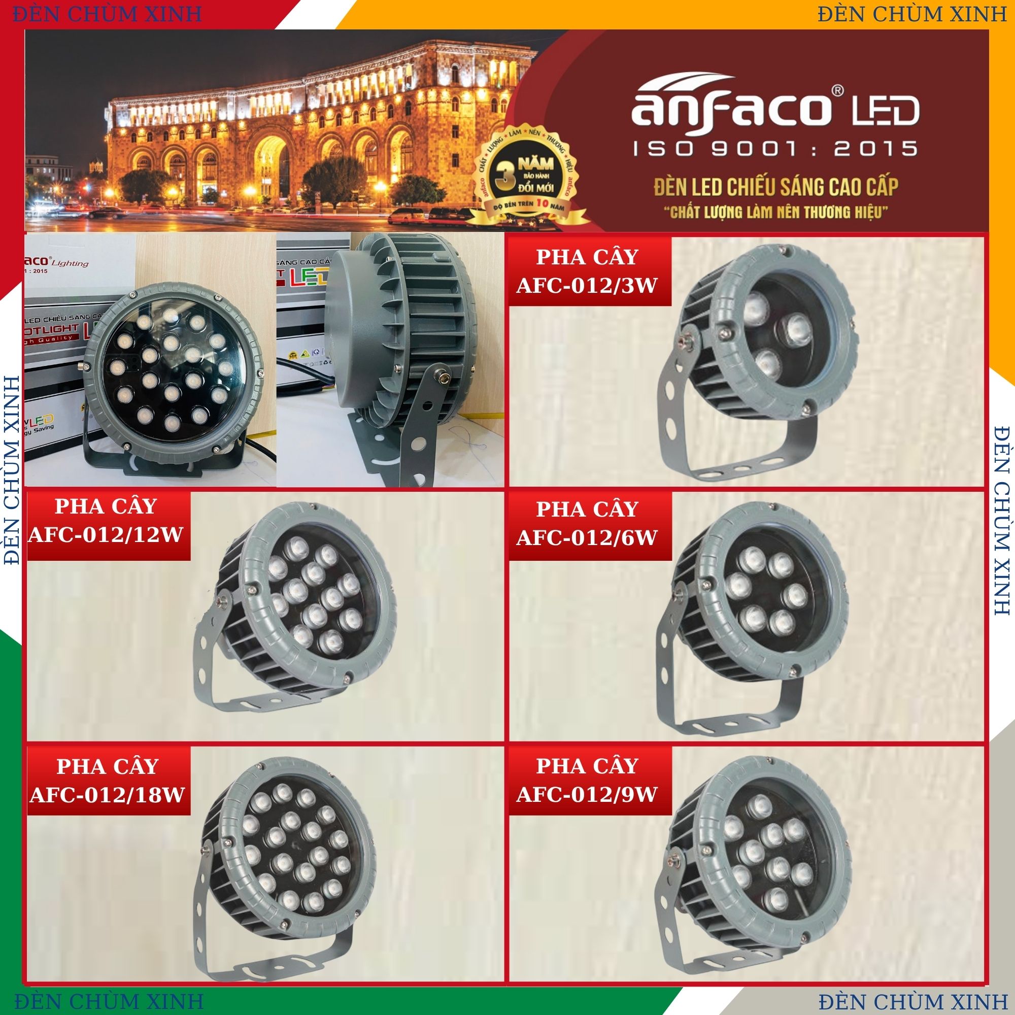 ĐÈN PHA CÂY CHÍNH HÃNG ANFACO 012/3W