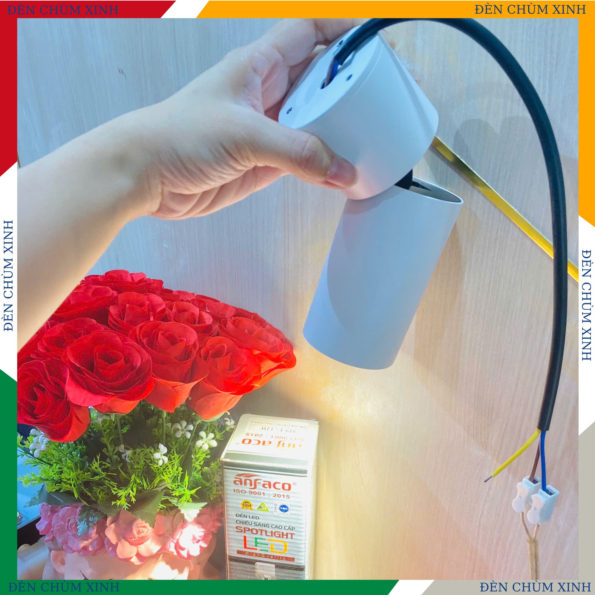 ĐÈN PHA LED TIÊU ĐIỂM CHÍNH HÃNG ANFACO AFC-856/7W MÀU ĐEN & TRẮNG