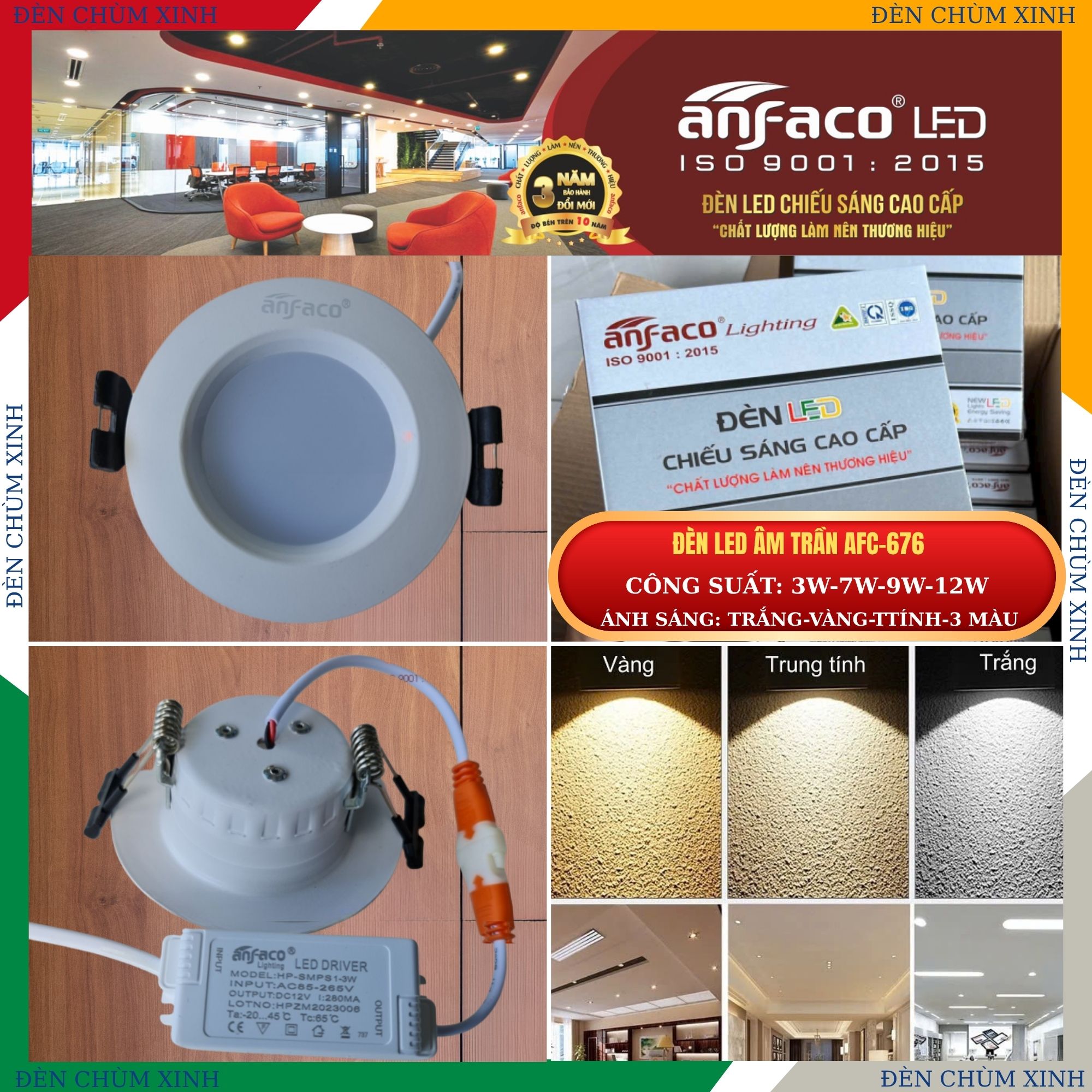 ĐÈN ÂM TRẦN CHÍNH HÃNG ANFACO AFC-676/7W