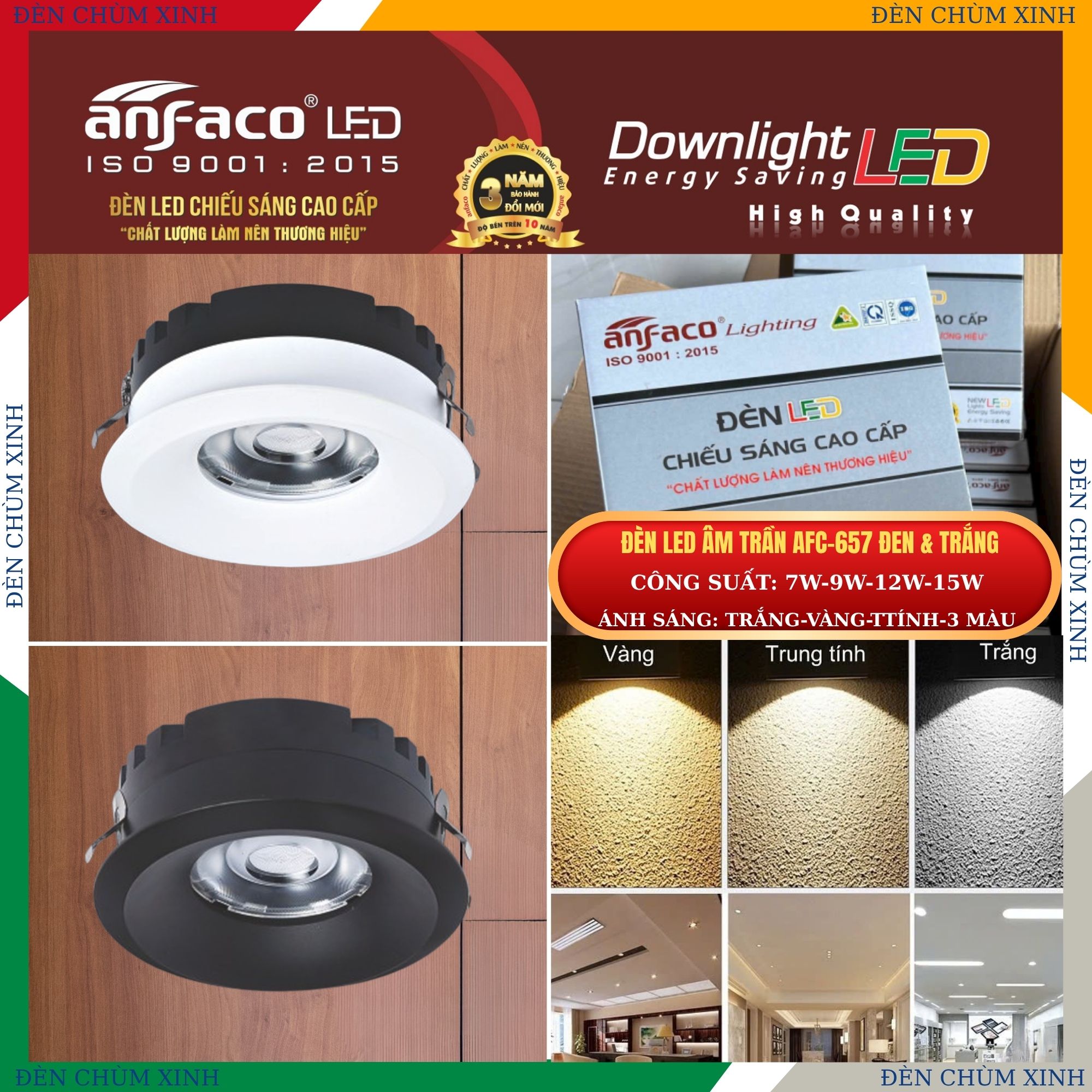 ĐÈN ÂM TRẦN CHÍNH HÃNG ANFACO AFC-657D/15W