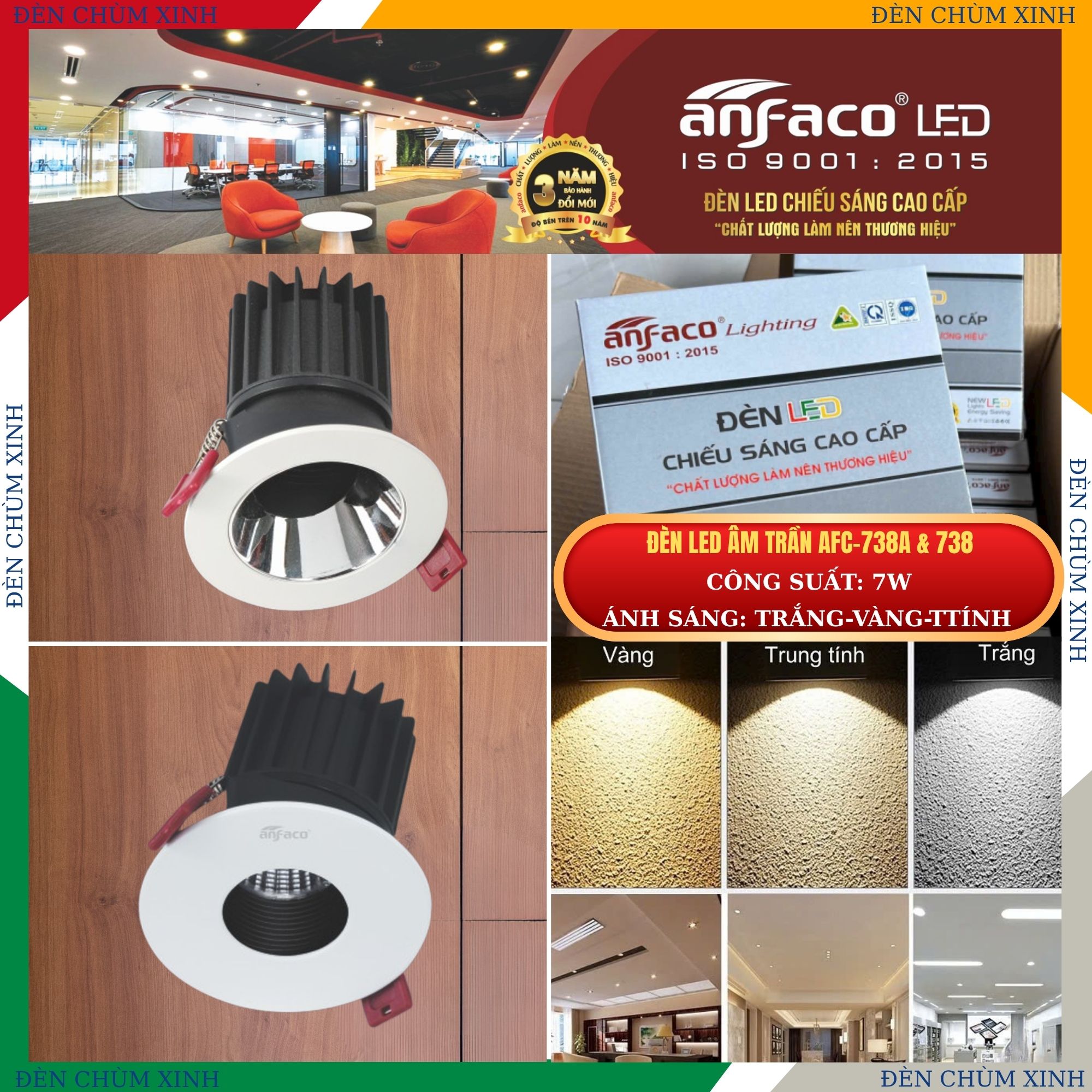 ĐÈN ÂM TRẦN CHÍNH HÃNG ANFACO AFC-738A-7W