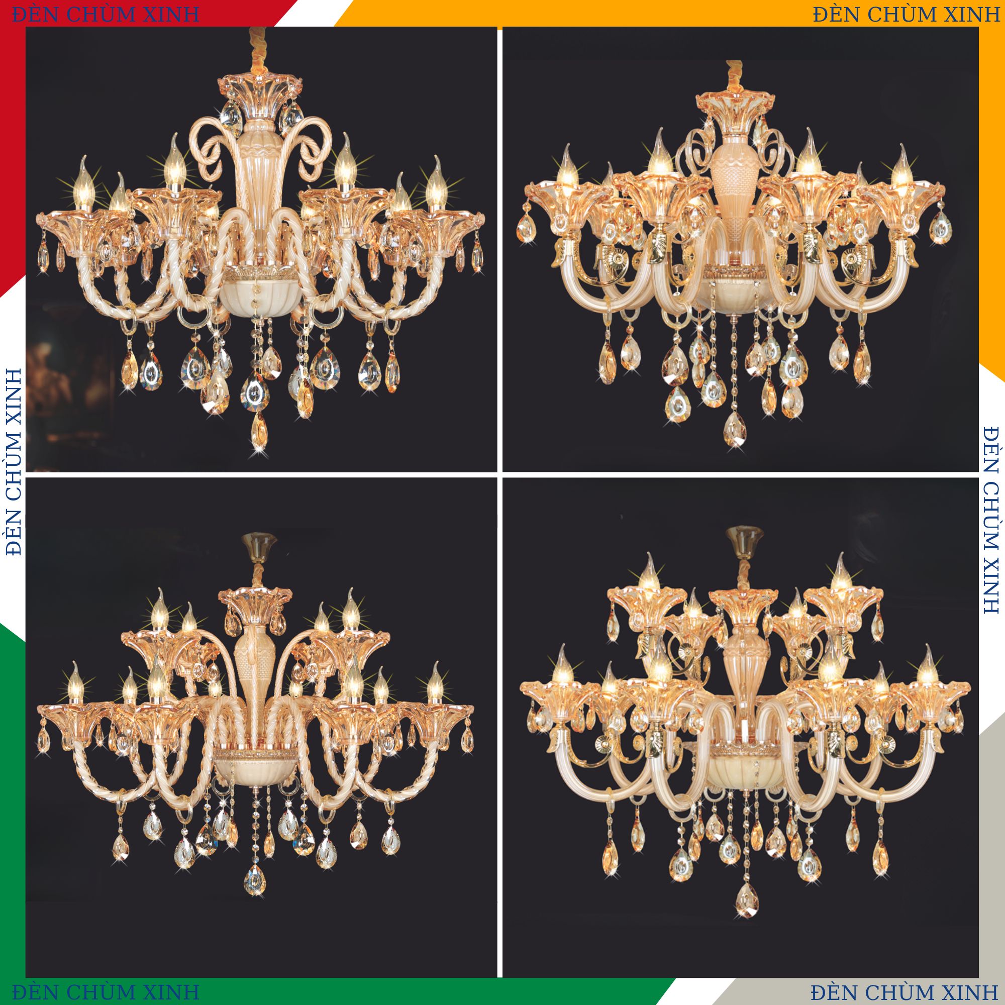 ĐÈN CHÙM TÂN CỔ ĐIỂN NC-2103/8+4 HÀNG CHÍNH HÃNG