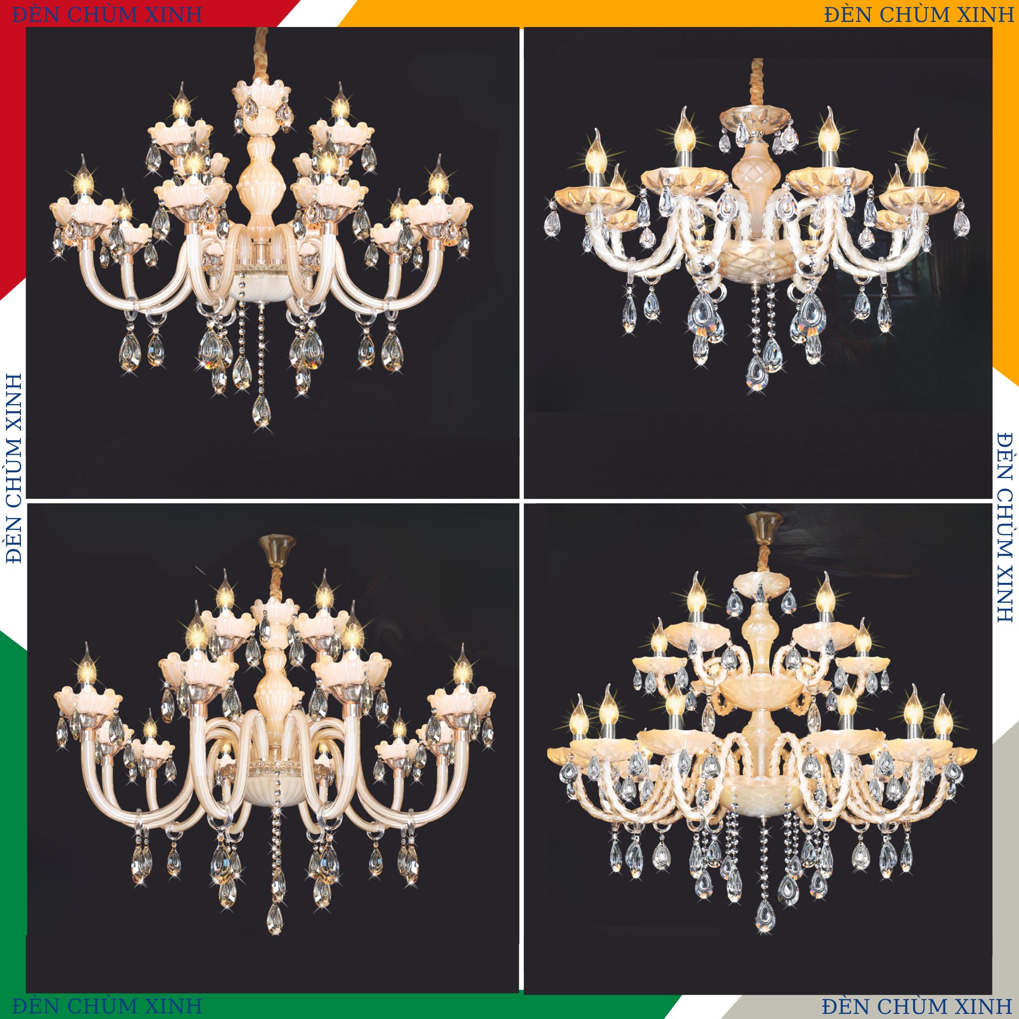 ĐÈN CHÙM TÂN CỔ ĐIỂN NC-141/12+6 HÀNG CHÍNH HÃNG