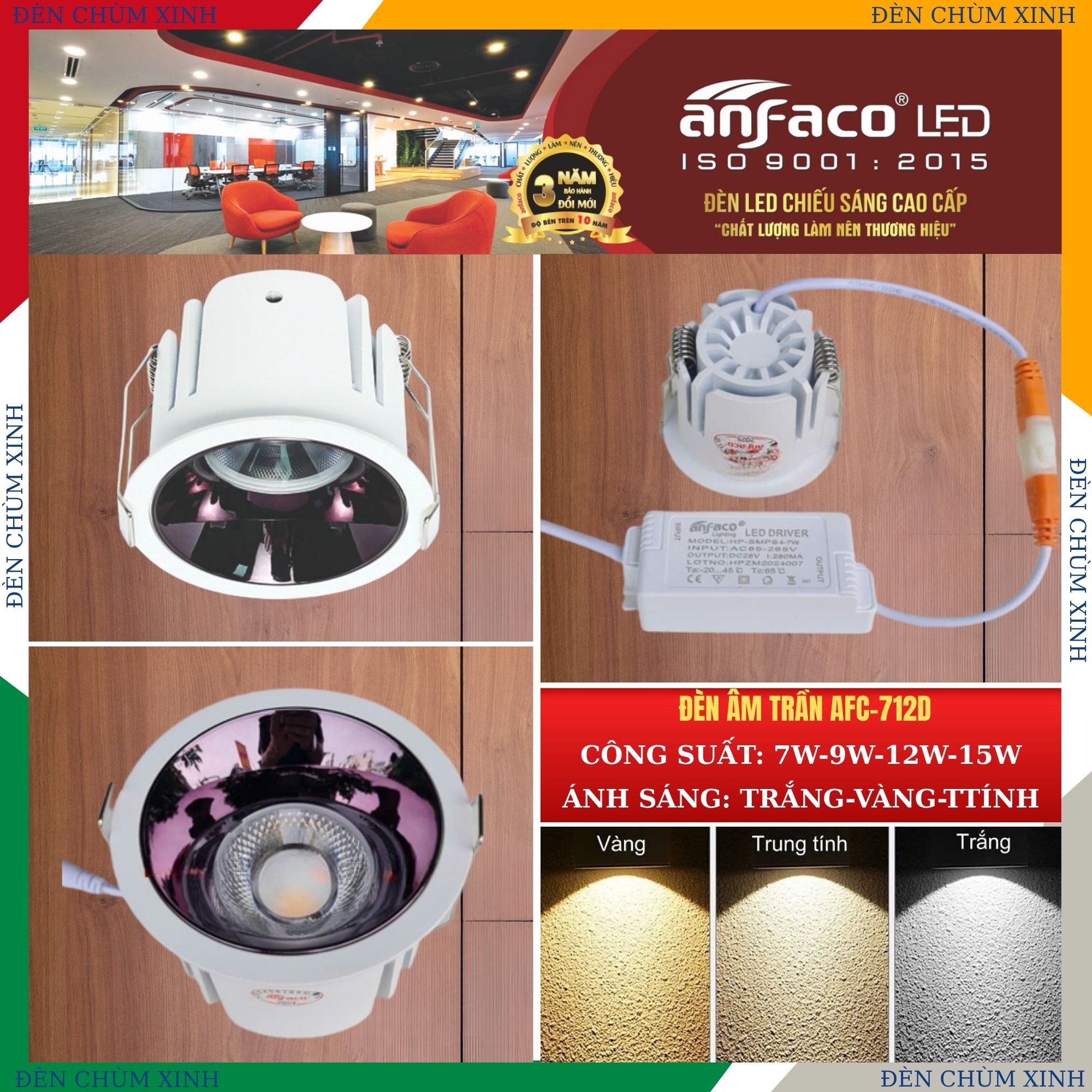 ĐÈN LED ÂM TRẦN AFC-712D/9W CHÍNH HÃNG ANFACO