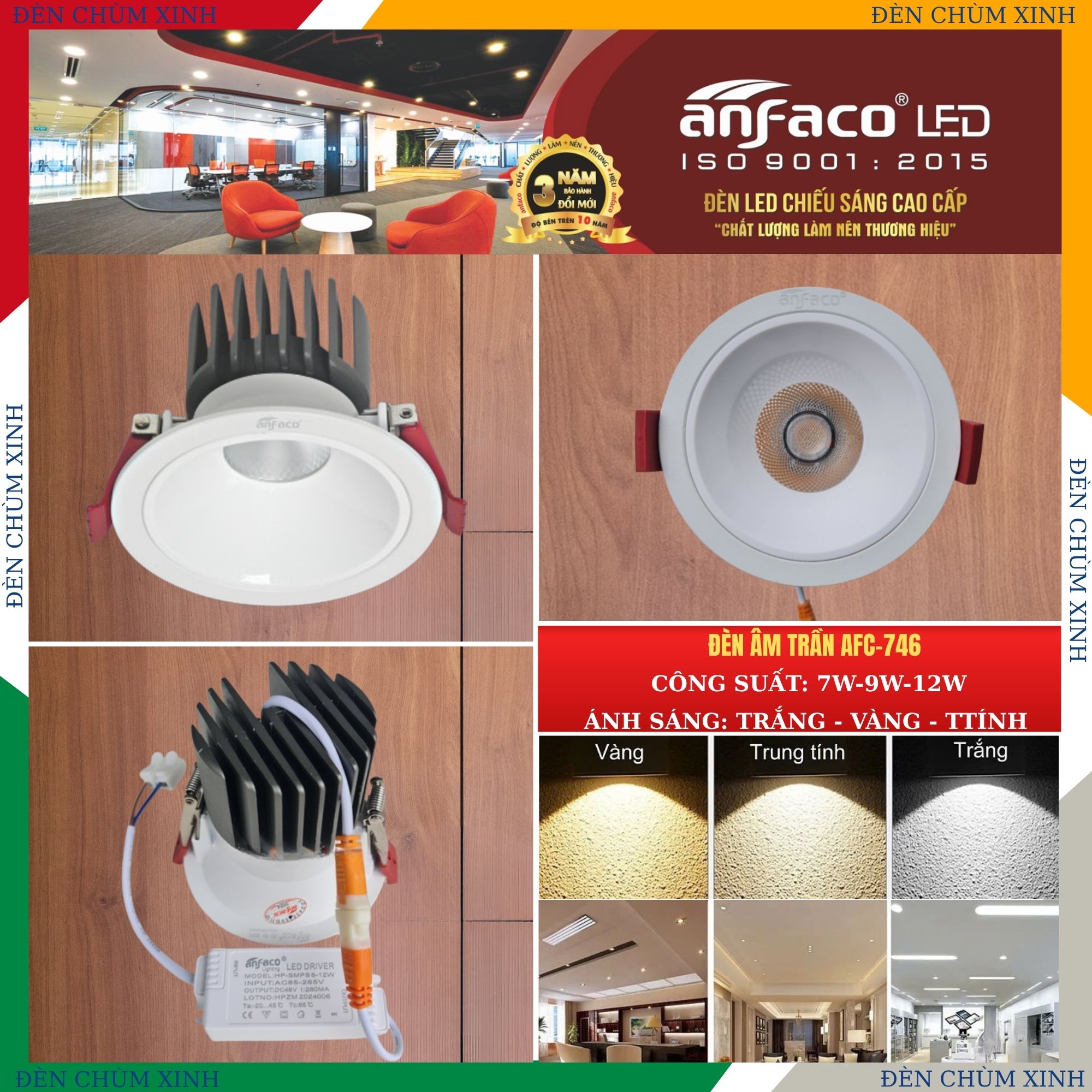 ĐÈN LED ÂM TRẦN AFC-746/7W CHÍNH HÃNG ANFCAO