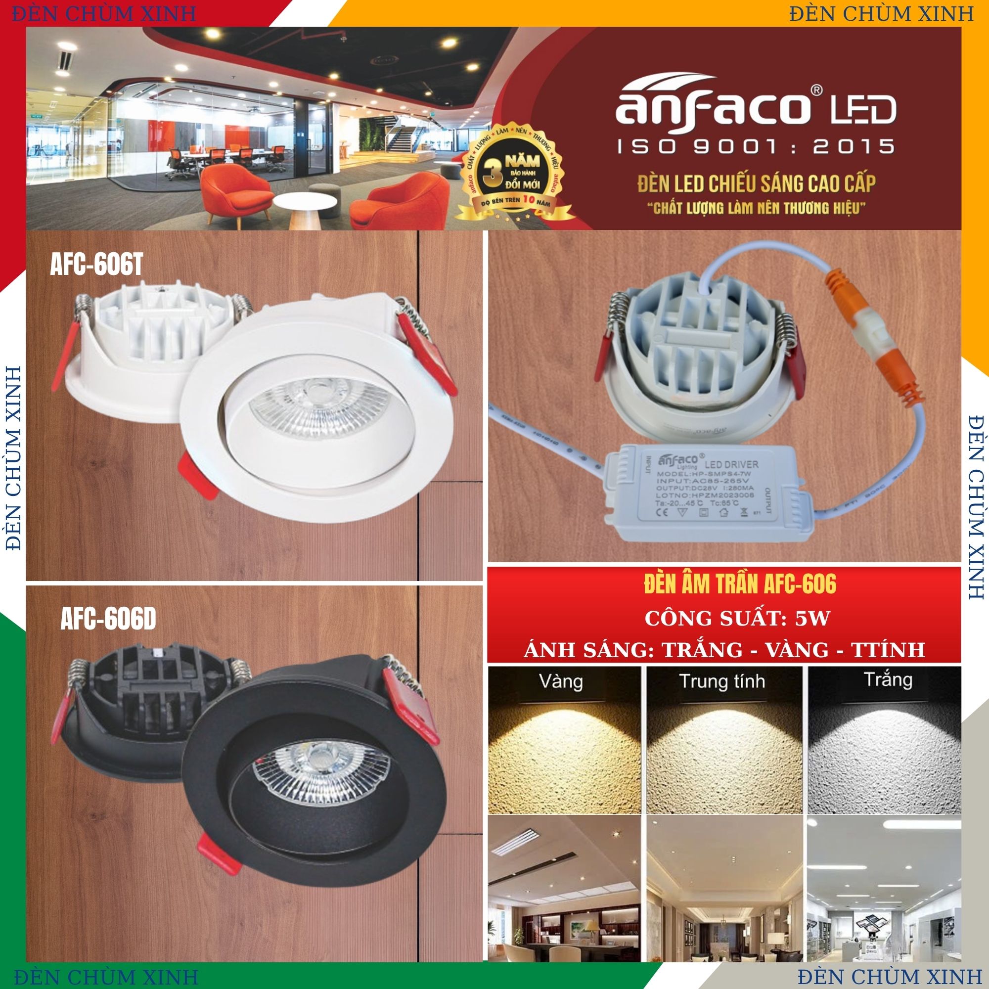 ĐÈN LED ÂM TRẦN AFC-606D/5W CHÍNH HÃNG ANFACO