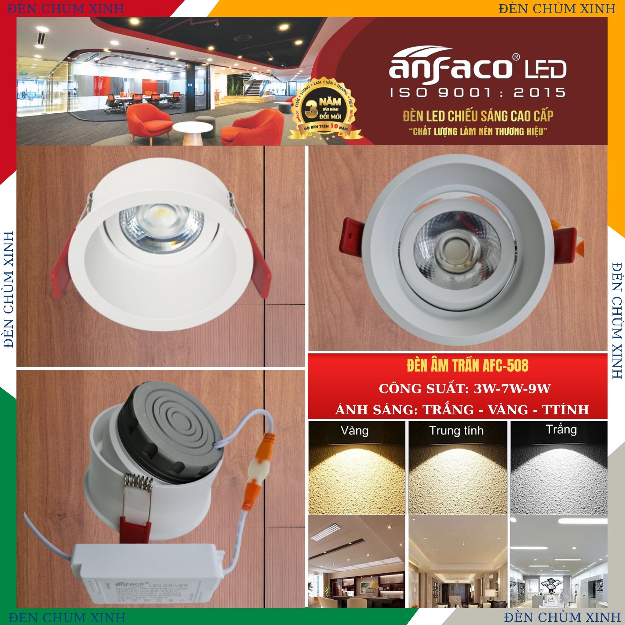 ĐÈN LED ÂM TRẦN AFC-508/7W CHÍNH HÃNG ANFACO