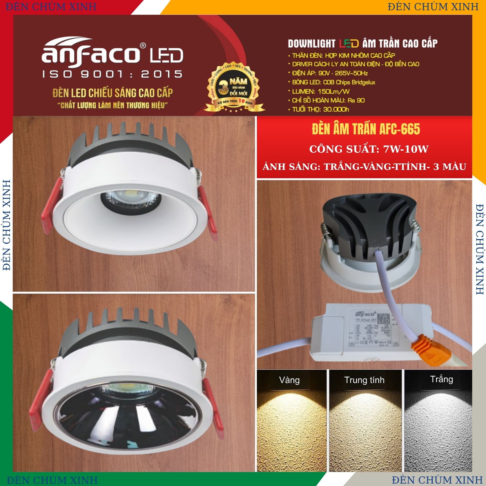 ĐÈN LED ÂM TRẦN AFC-665/7W CHÍNH HÃNG ANFACO