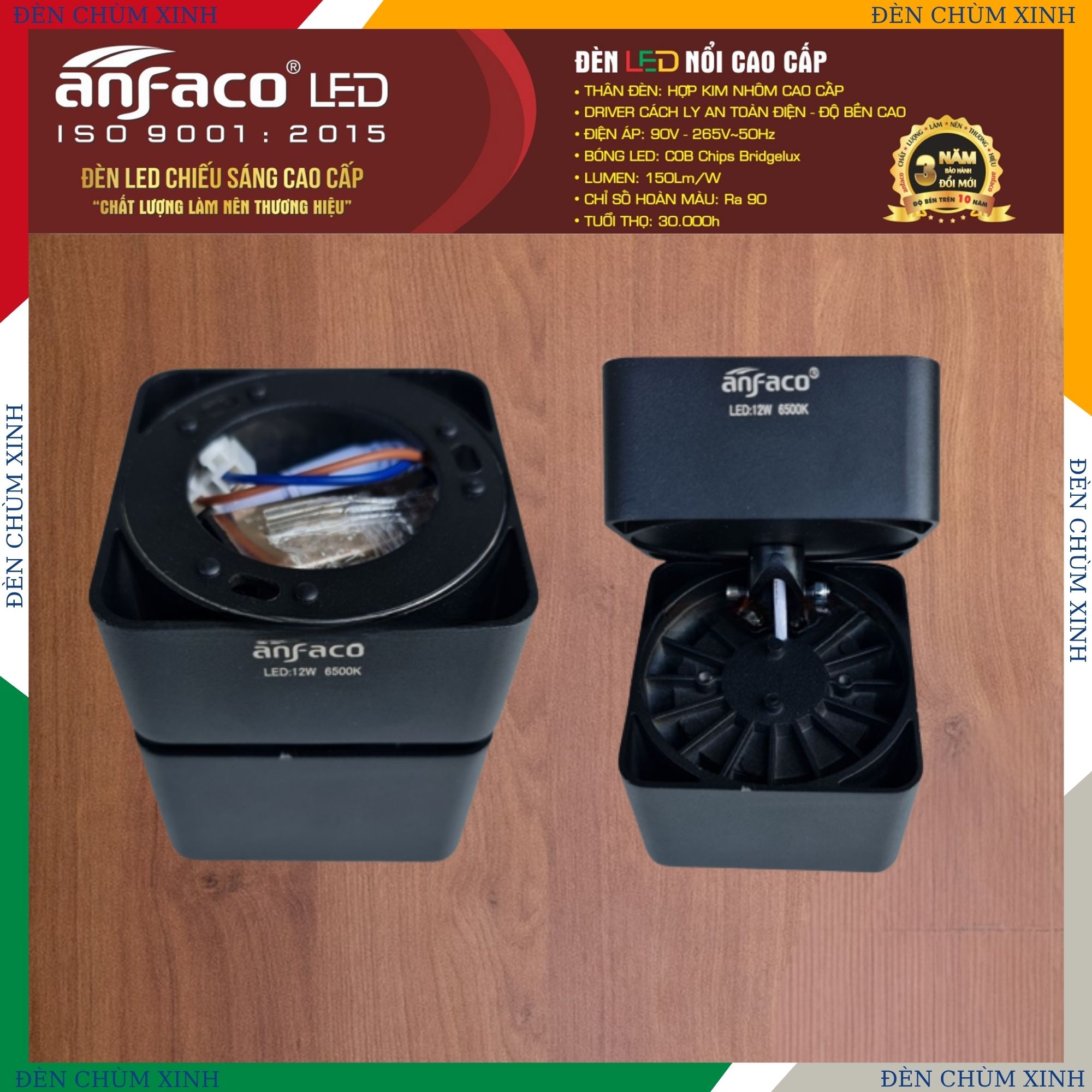 ĐÈN LED NỔI ĐIỀU CHỈNH GÓC AFC 779-12W CHÍNH HÃNG ANFACO