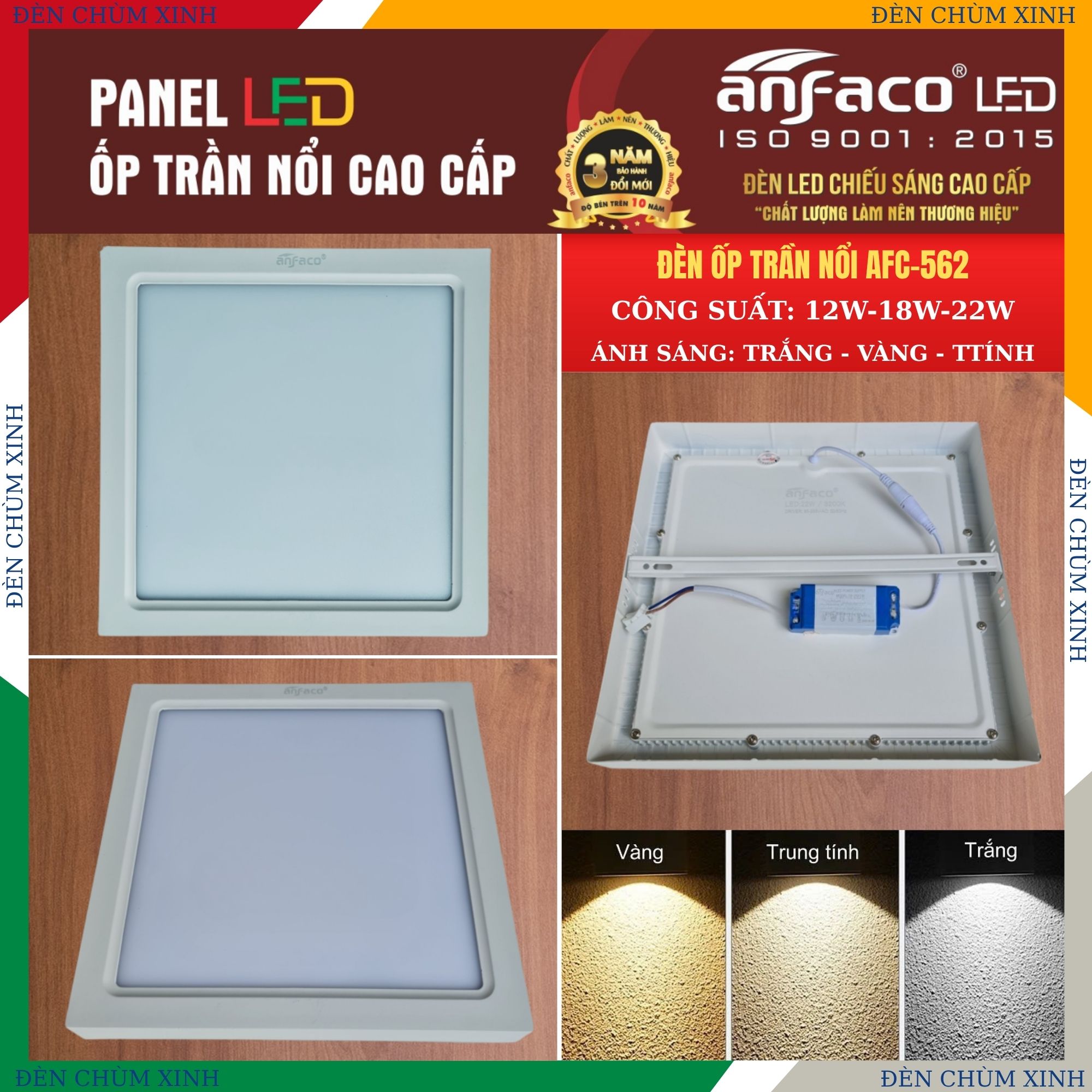 ĐÈN ỐP TRẦN NỔI AFC 562-22W TRẮNG CHÍNH HÃNG ANFACO