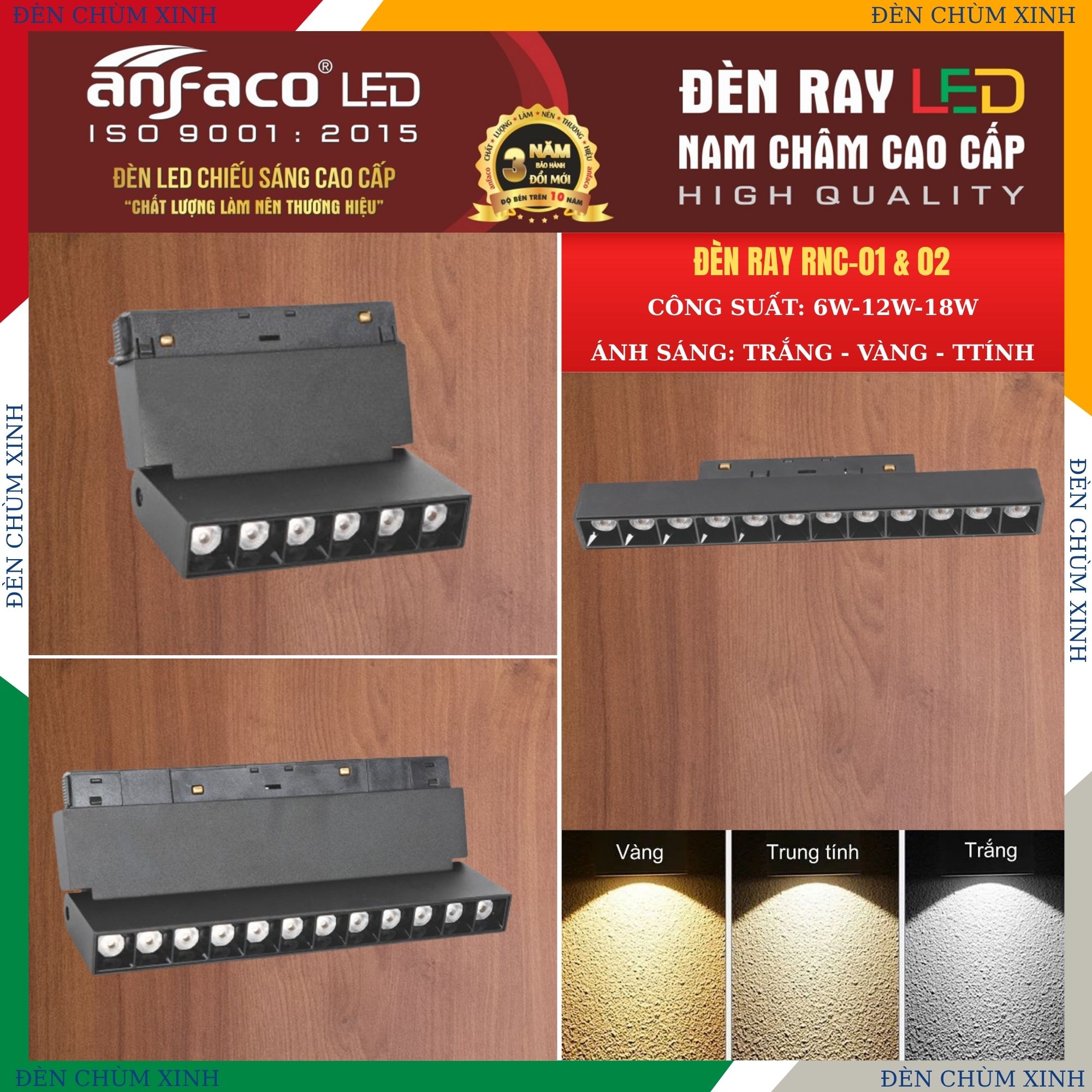 ĐÈN RAY NAM CHÂM RNC-01 LED 12W CHÍNH HÃNG ANFACO