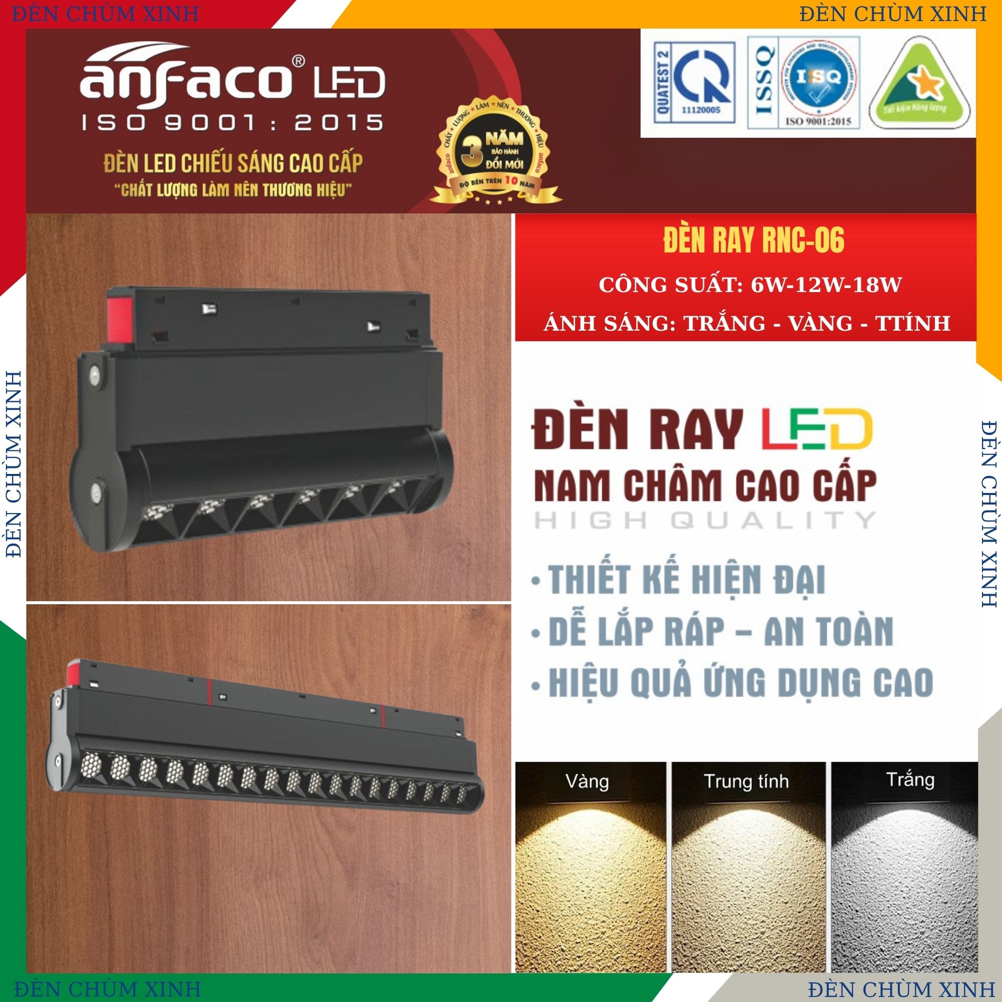 ĐÈN RAY NAM CHÂM RNC-06 LED 6W CHÍNH HÃNG ANFACO