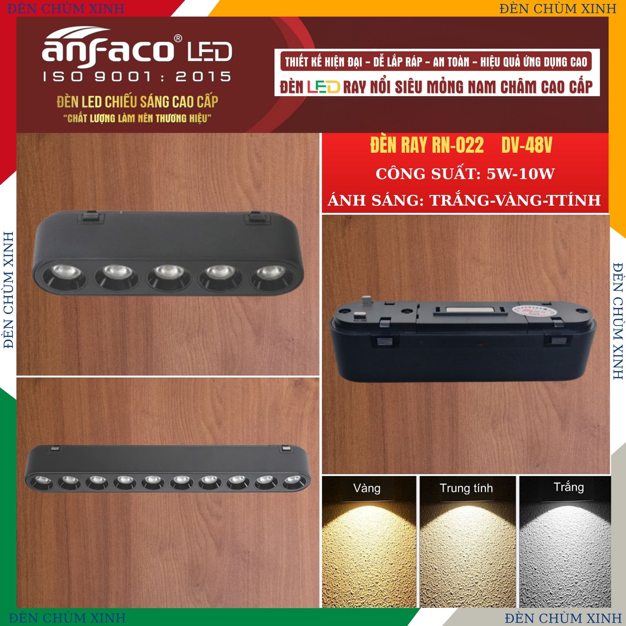 ĐÈN RAY NAM CHÂM RN 022 LED 10W CHÍNH HÃNG ANFACO