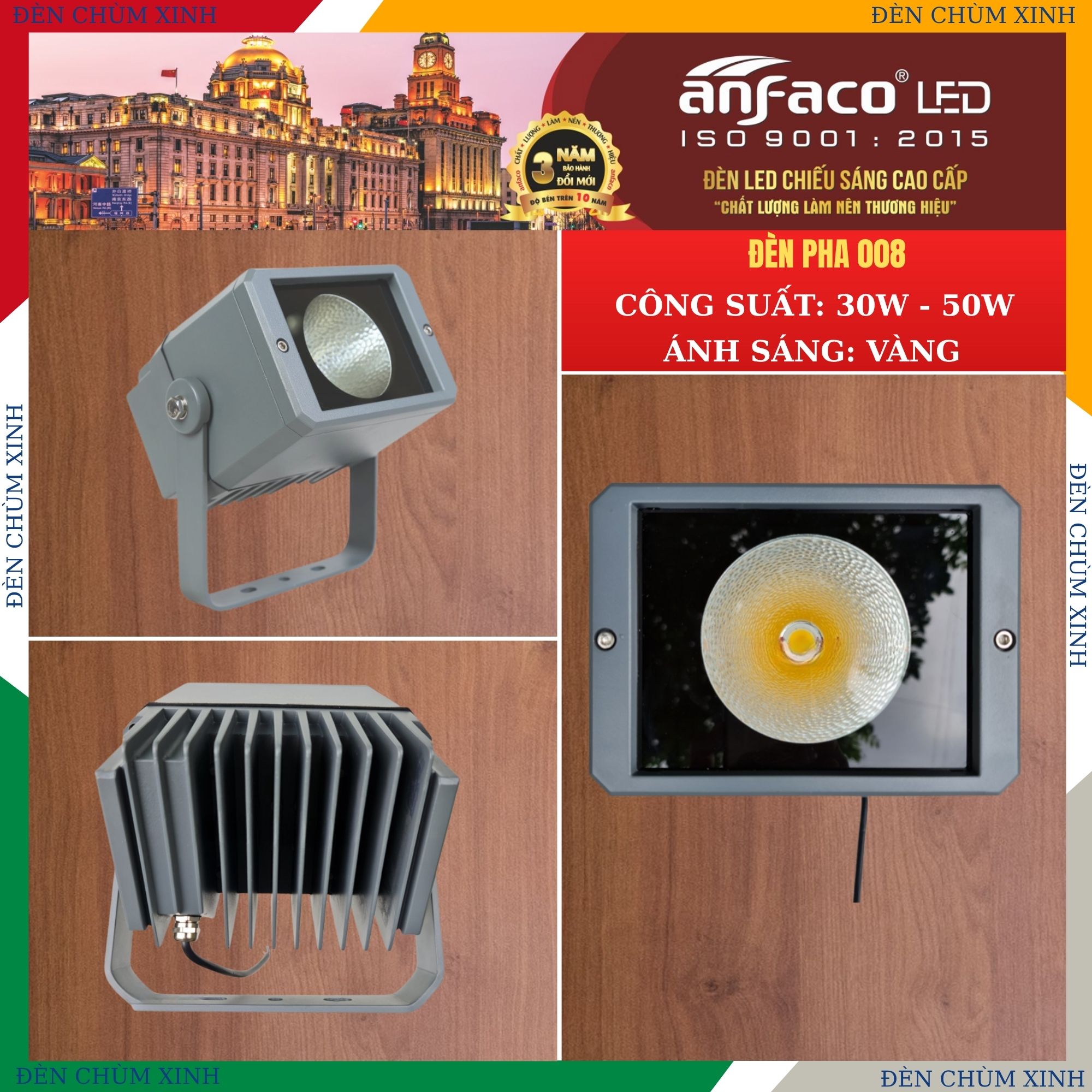 ĐÈN PHA LED 008-50W CHÍNH HÃNG ANFACO