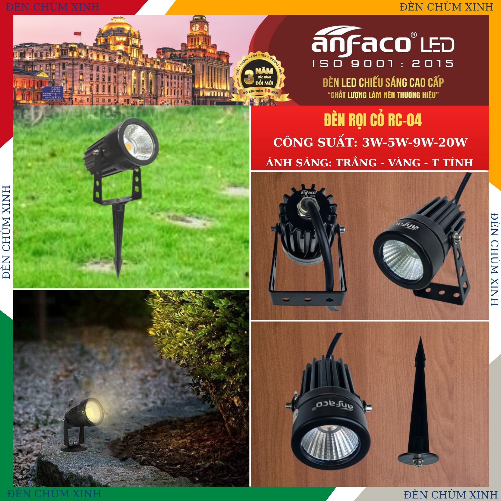 ĐÈN RỌI CỎ RC-04/9W CHÍNH HÃNG ANFACO