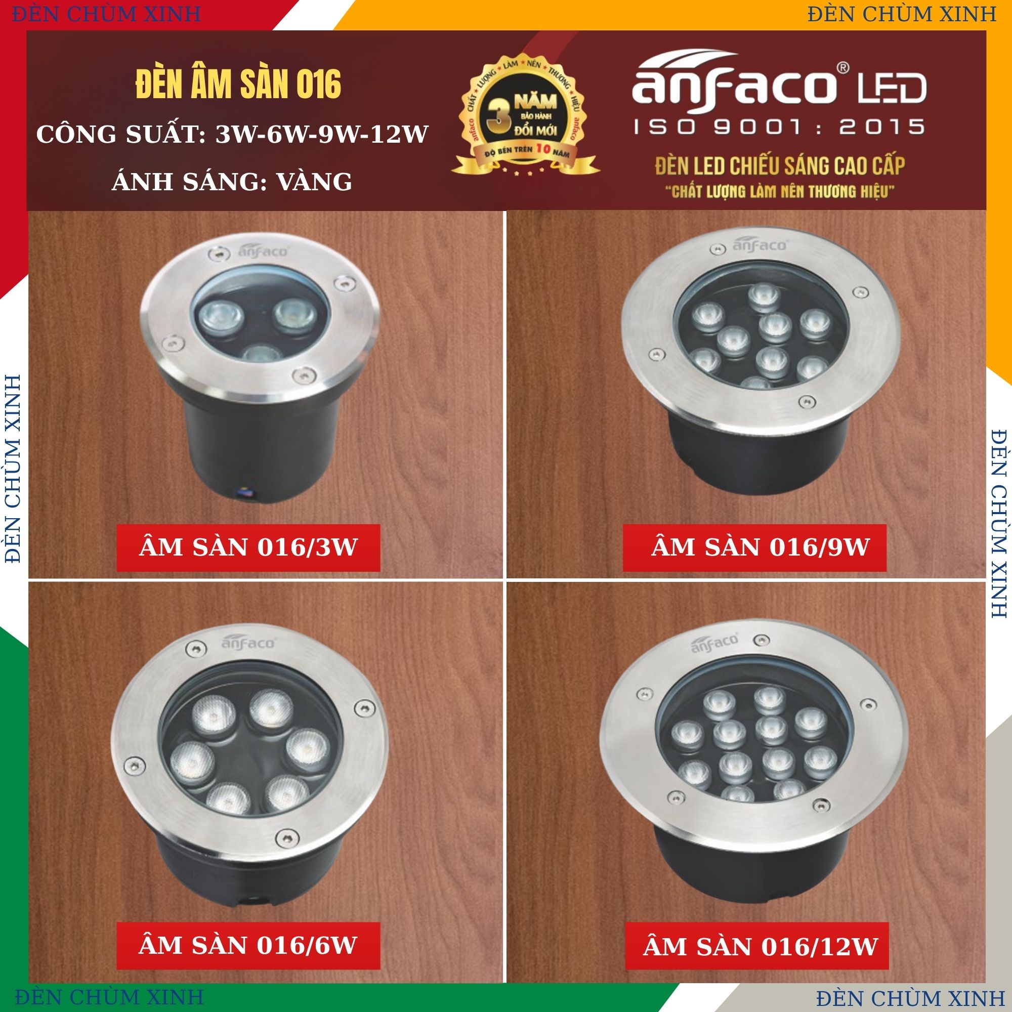 ĐÈN ÂM SÀN 016 LED 12W CHÍNH HÃNG ANFACO