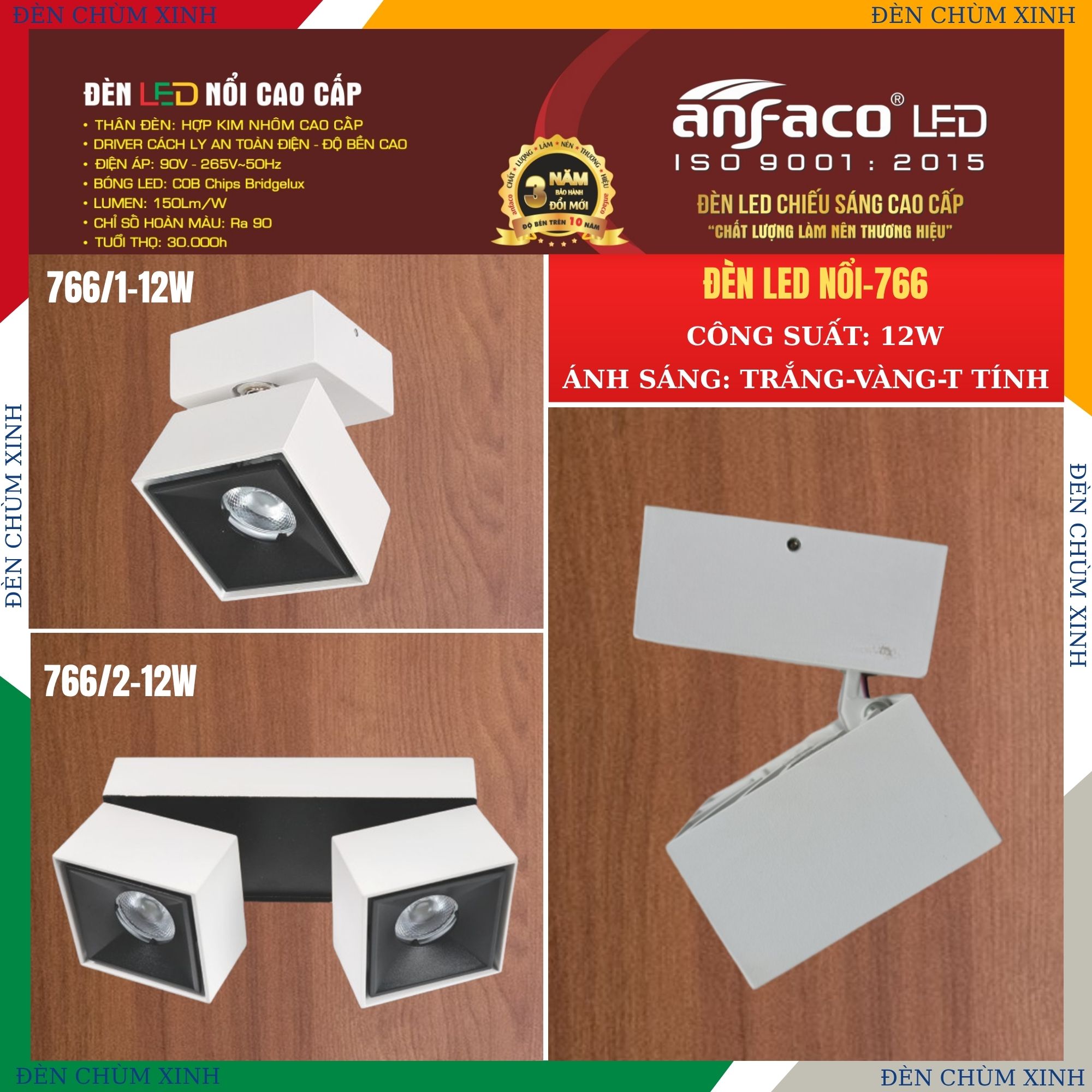 ĐÈN LED NỔI 766/2 CHÍNH HÃNG ANFACO