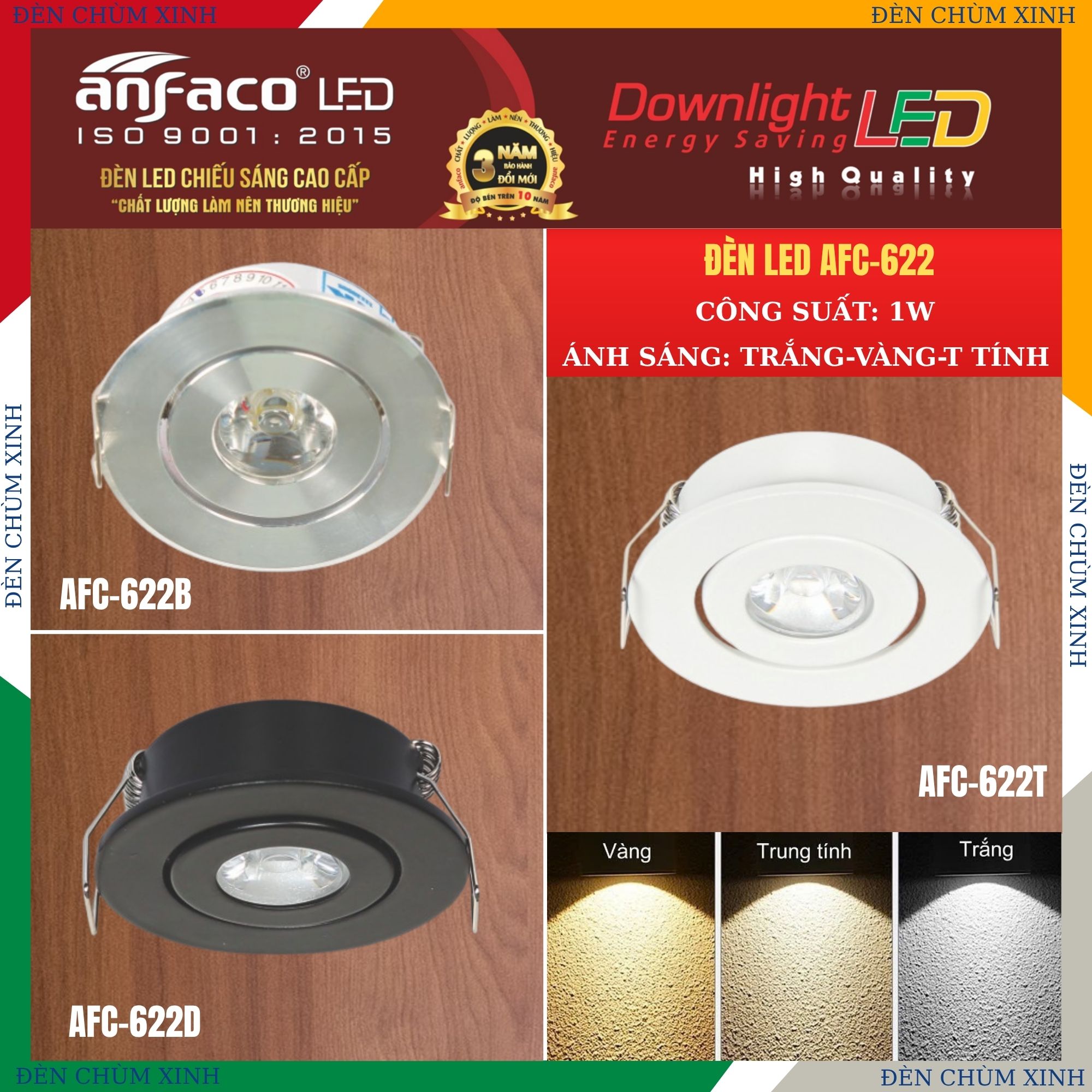 ĐÈN ÂM TRẦN AFC-622B LED 1W CHÍNH HÃNG ANFACO