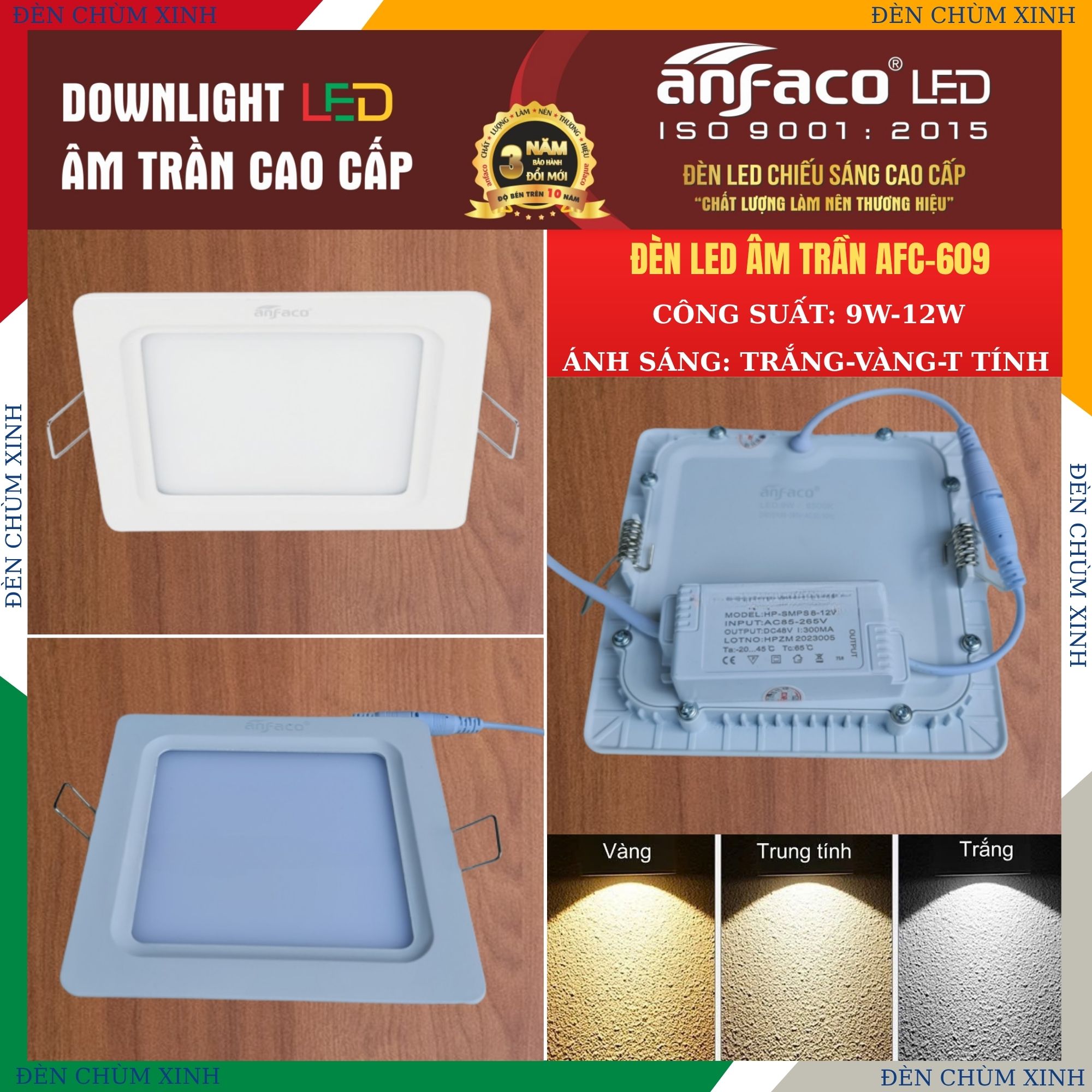 ĐÈN ÂM TRẦN AFC-609/12W CHÍNH HÃNG ANFACO
