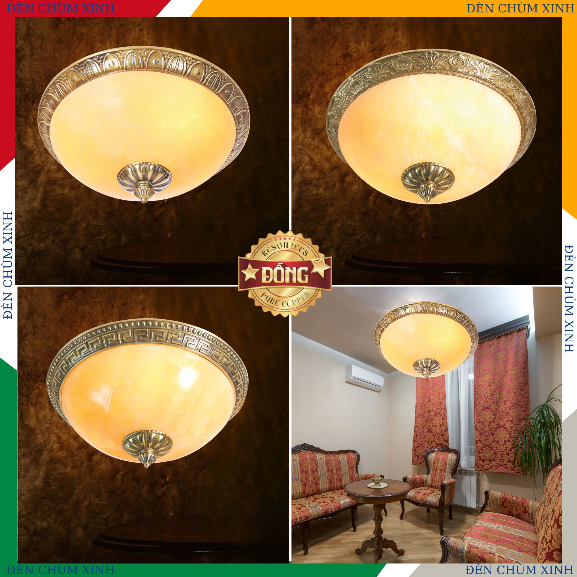 ĐÈN ỐP TRẦN ĐỒNG CỔ ĐIỂN NM-780A HÀNG CHÍNH HÃNG