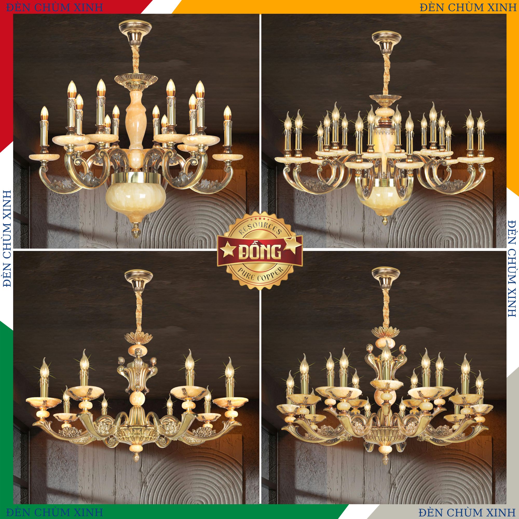 ĐÈN CHÙM ĐỒNG NC-1115/6+6 HÀNG CHÍNH HÃNG