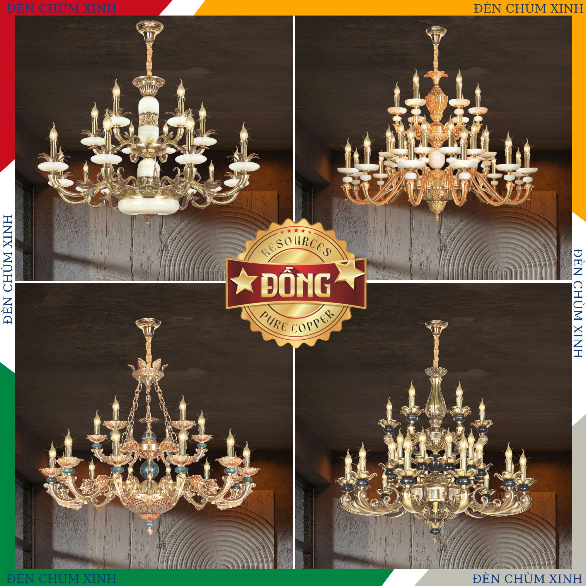 ĐÈN CHÙM ĐỒNG NC-027/12+6 HÀNG CHÍNH HÀNG