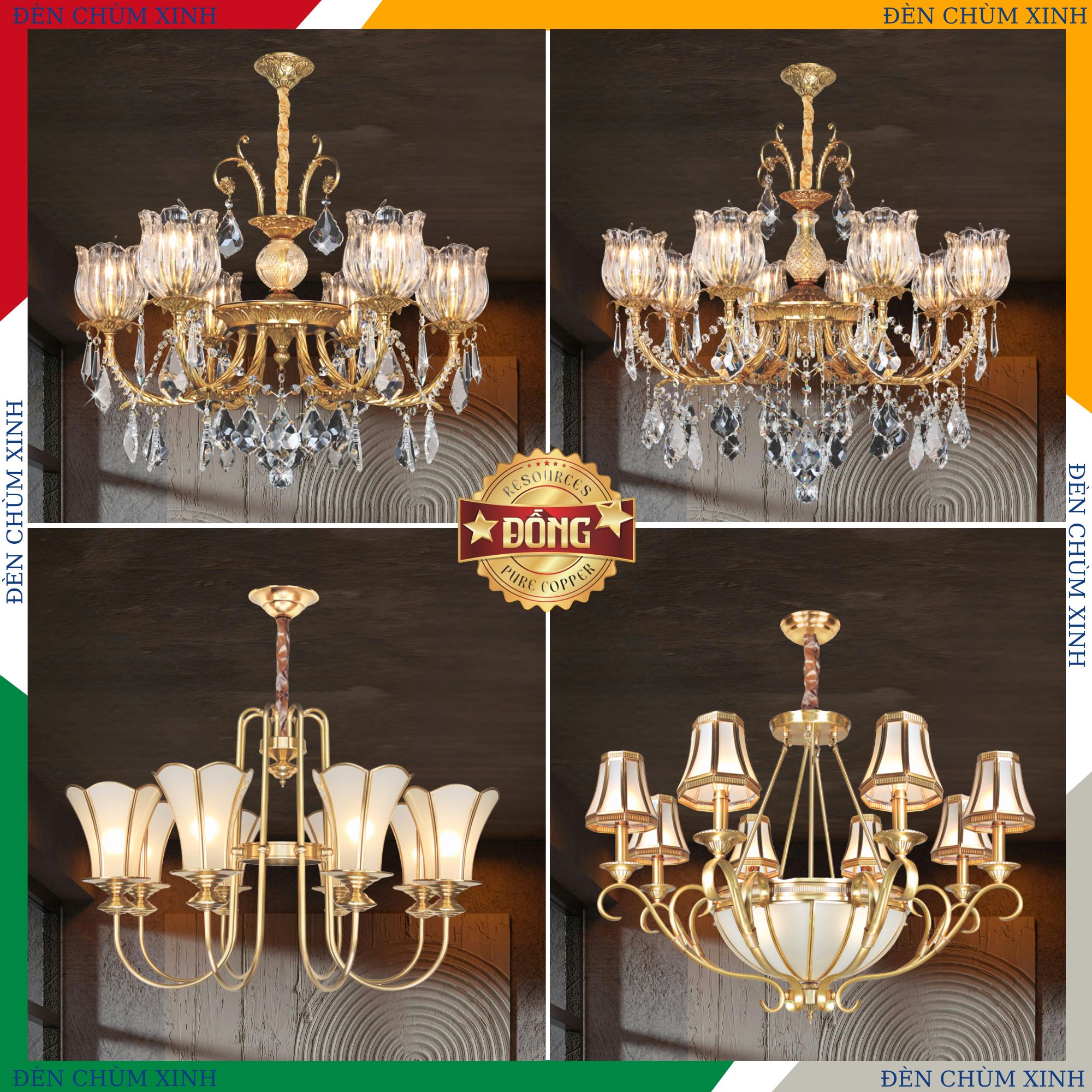 ĐÈN CHÙM ĐỒNG NC-1937/6 HÀNG CHÍNH HÃNG