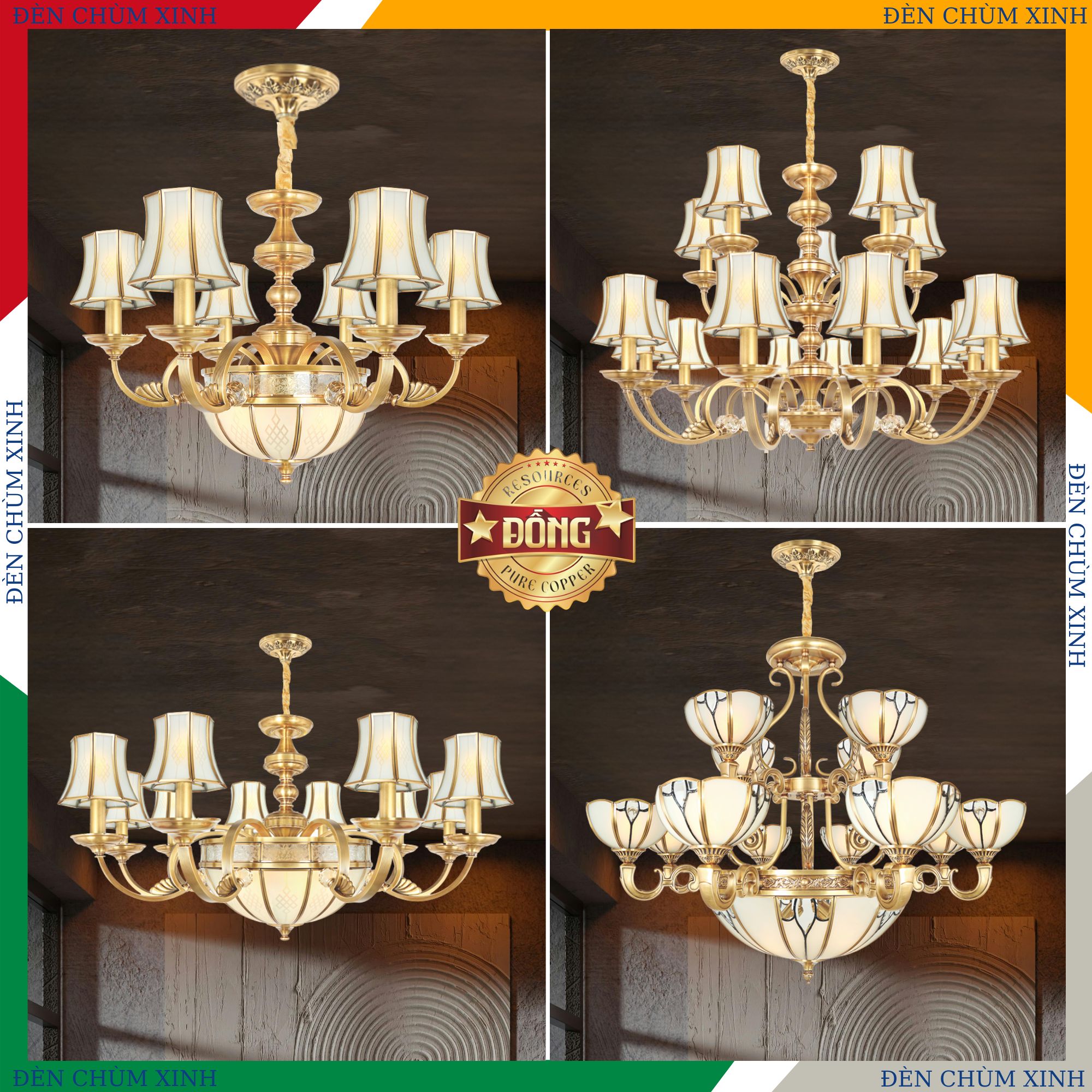 ĐÈN CHÙM ĐỒNG NC-9532/6 HÀNG CHÍNH HÃNG