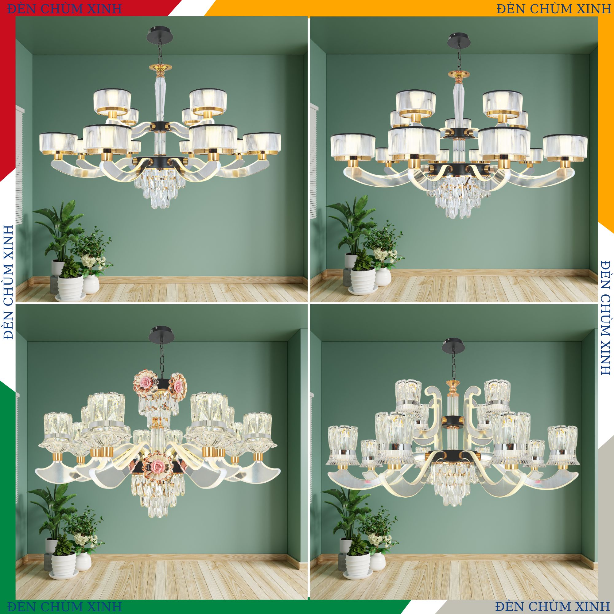 ĐÈN CHÙM TÂN CỔ ĐIỂN NC-8808/10+5 HÀNG CHÍNH HÃNG