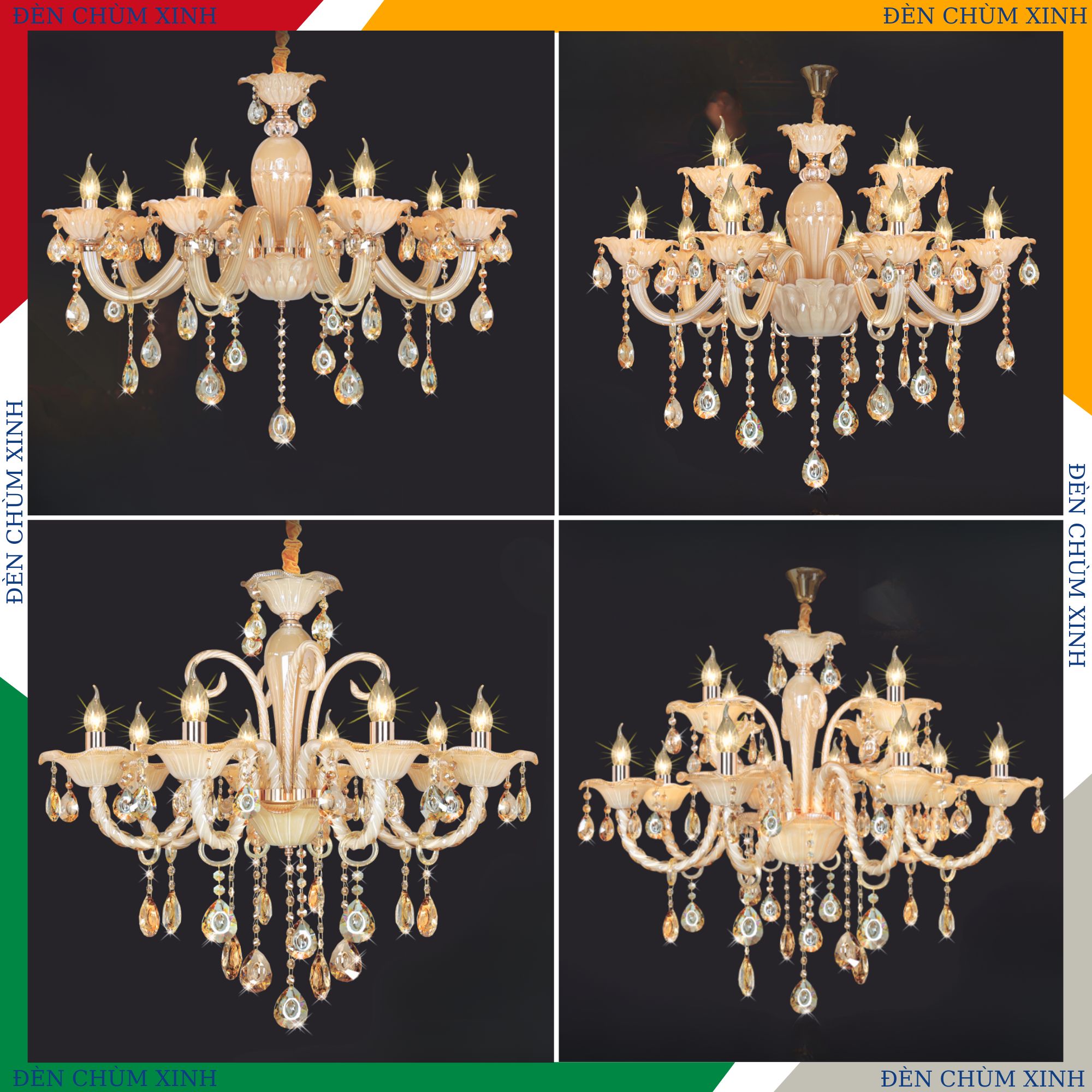 ĐÈN CHÙM TÂN CỔ ĐIỂN NC-2101/8+4 HÀNG CHÍNH HÃNG